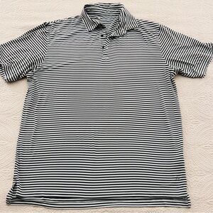 Men’s Head Polo Golf Shirt Short Sleeve Gray White Striped Shirt L